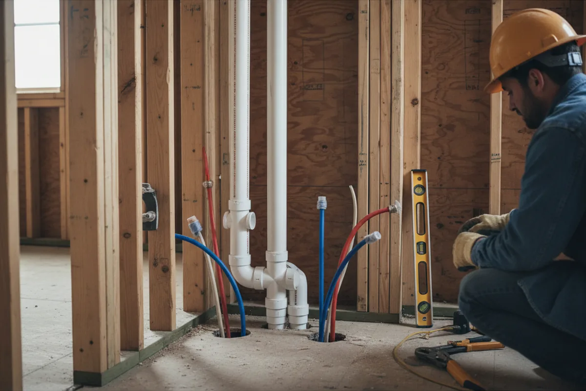 Drain and supply rough-in during Leak Detection in Rocky River