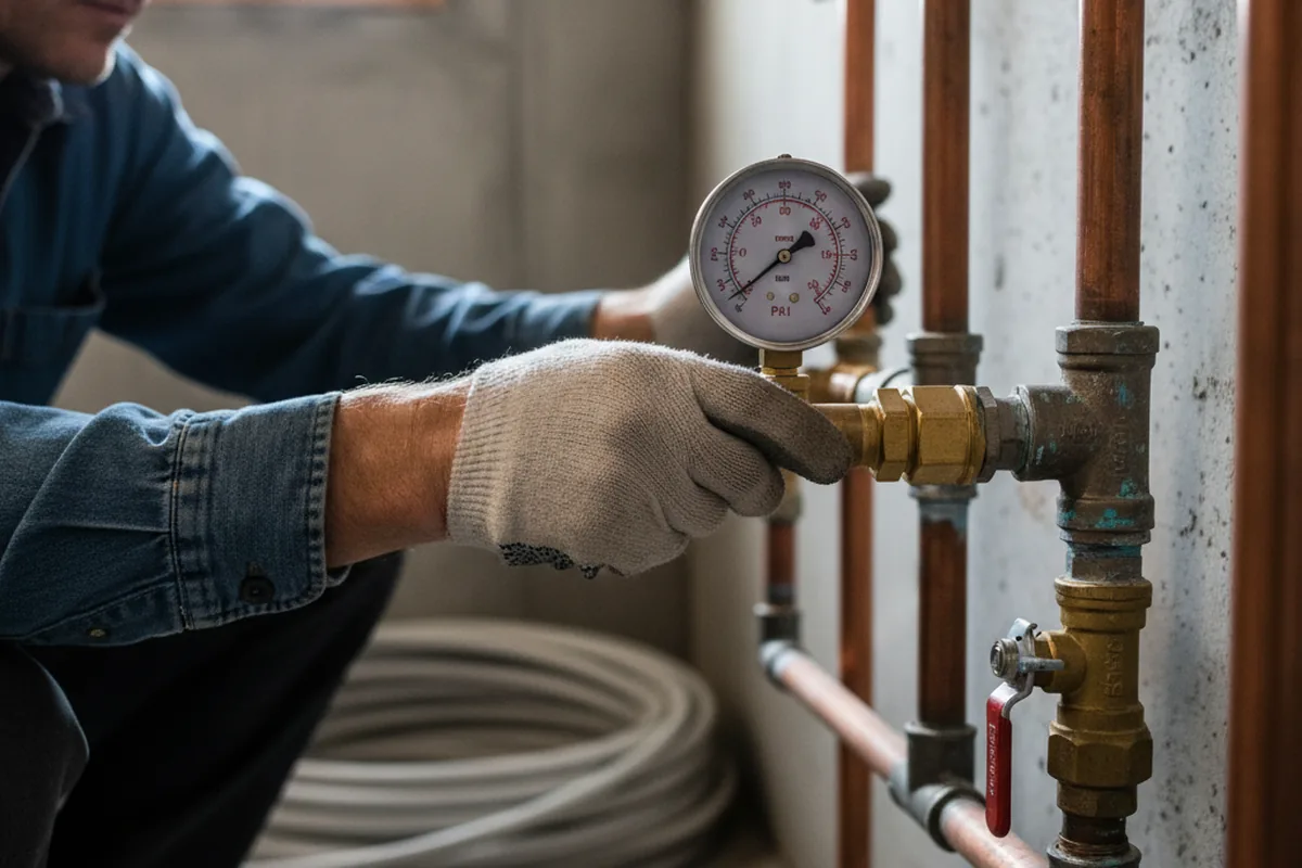 Pressure testing a repaired line during Water Line Repair in Rocky River